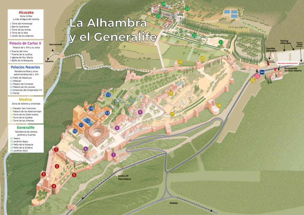 Cómo visitar la Alhambra de Granada 10 mapa alhambra senales