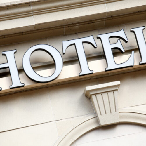 Hotel entrance sign